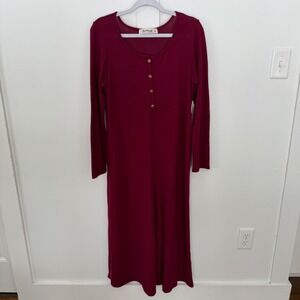 Three Bird Nest Simply Comfort Burgundy Long Sleeve Wide Leg Jumpsuit SZ Medium